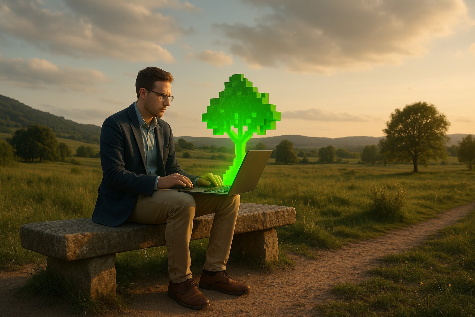 Symbolizing the environmental impact of green NFTs and sustainable blockchain technology.